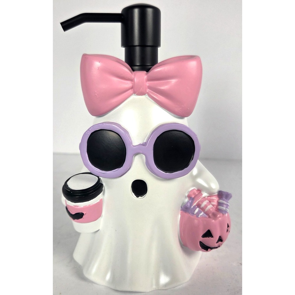 Ghoul's Night Ghost Soap Dispenser Pink Bow Sunglasses Halloween 8.5 Inch